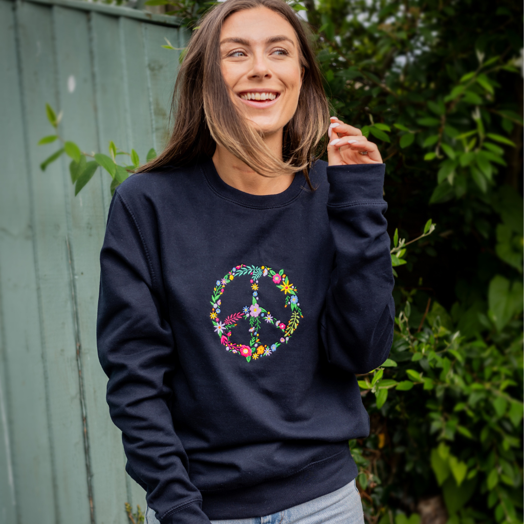 Embroidered floral sweatshirt sales