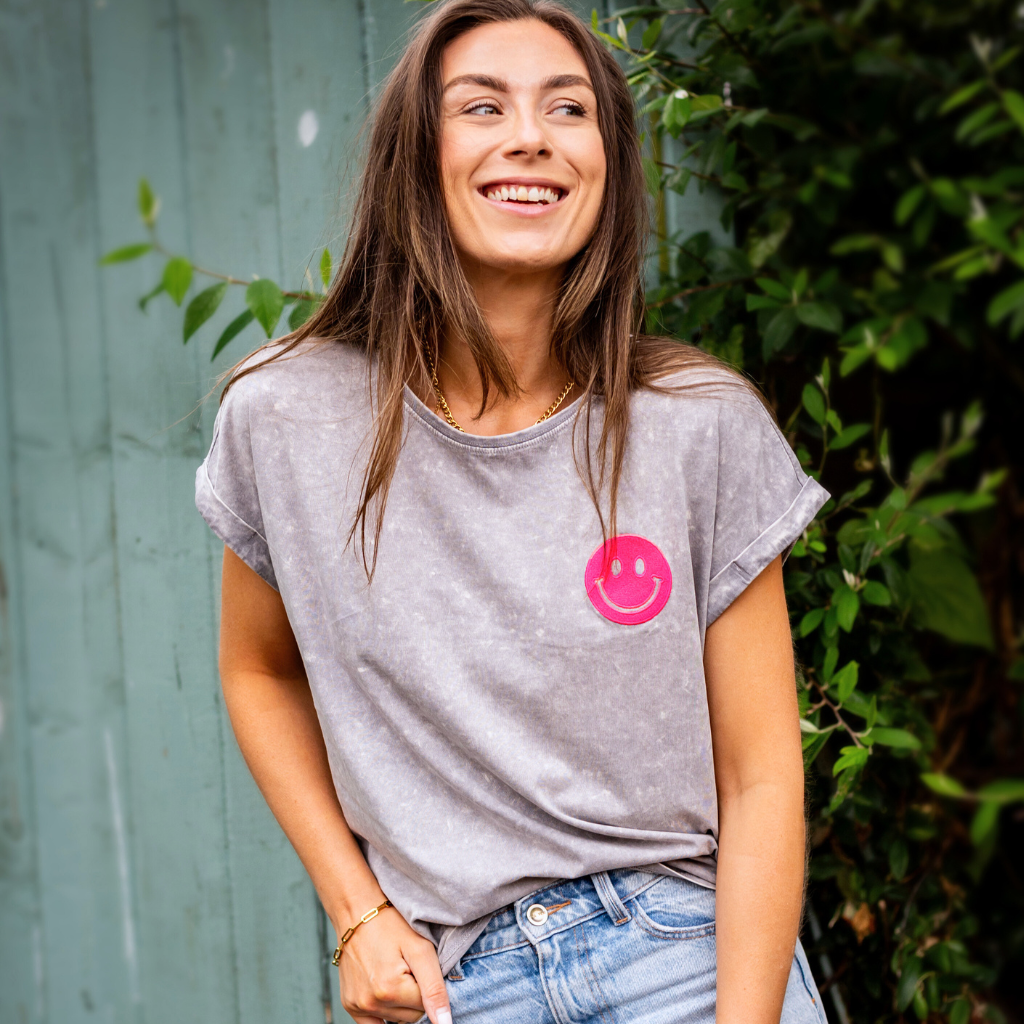 Six - Seven - but GIRLY Neon with Stars & Smiley Faces - T SHIRT - (Jerzee/Gildan) main image 0