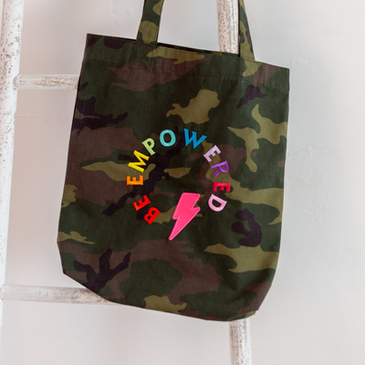 Camo Tote Bag with Rainbow Be Empowered