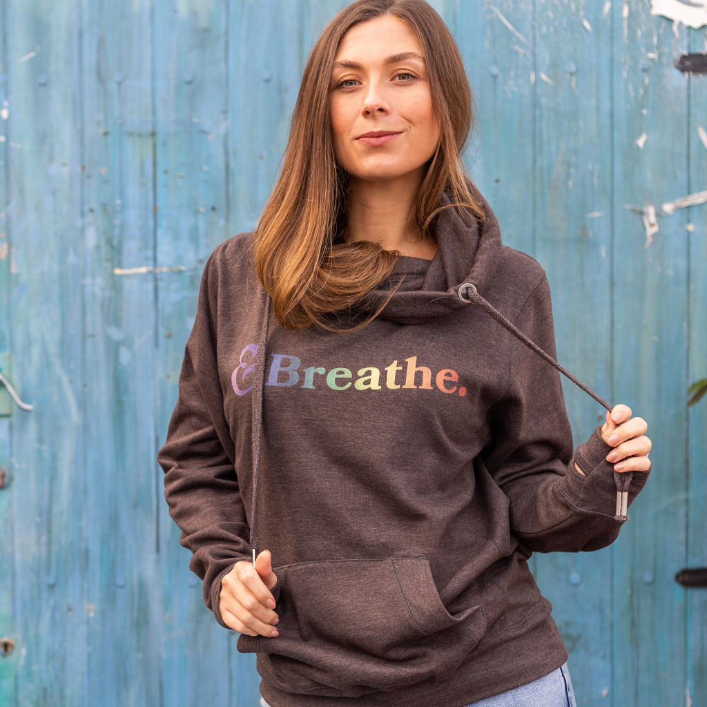 Breathe Cowl Neck Hoodie in Charcoal Grey – percyandnell