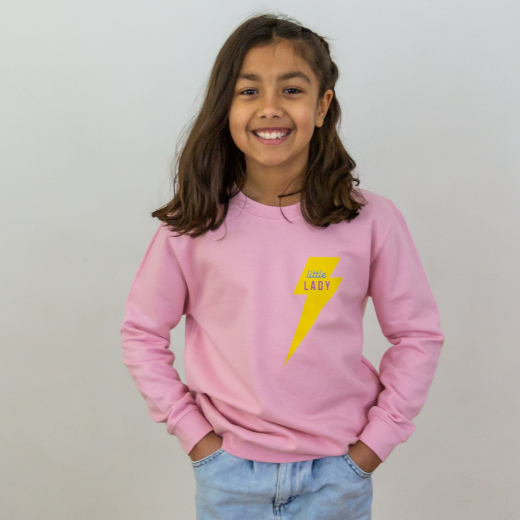 Little lady lightning bolt sweatshirt baby pink