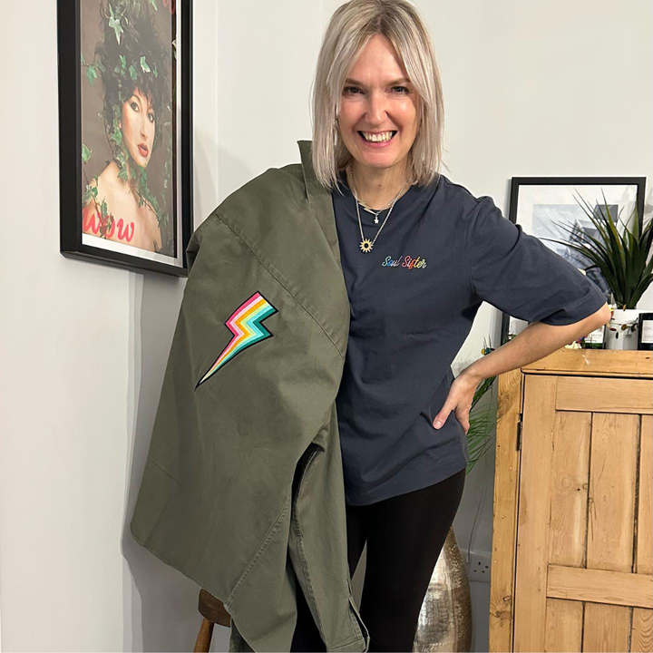 Embroidered Bolt Khaki Jacket percyandnell