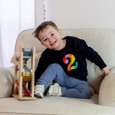 Kids Personalised Rainbow Age Embroidered Sweatshirt Navy