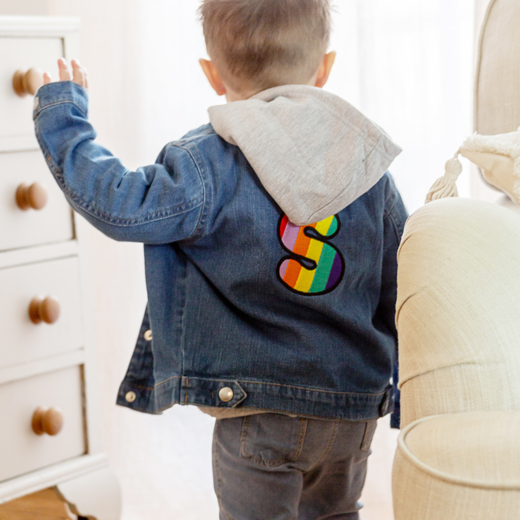 Kids Embroidered Initial Denim Jacket percyandnell