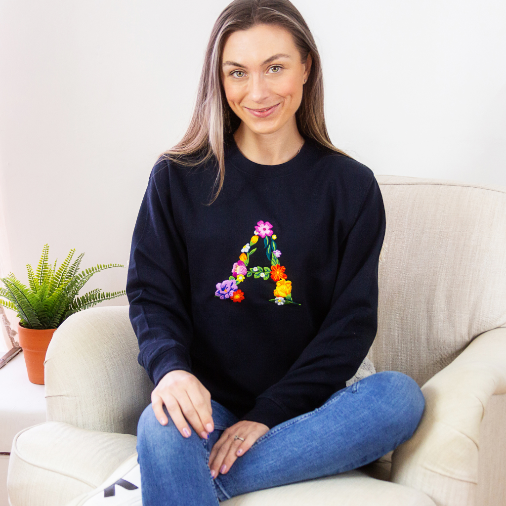 Embroidered 2025 floral sweatshirt