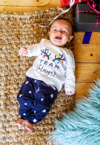 Baby 'Team' Personalised Christmas Pyjamas