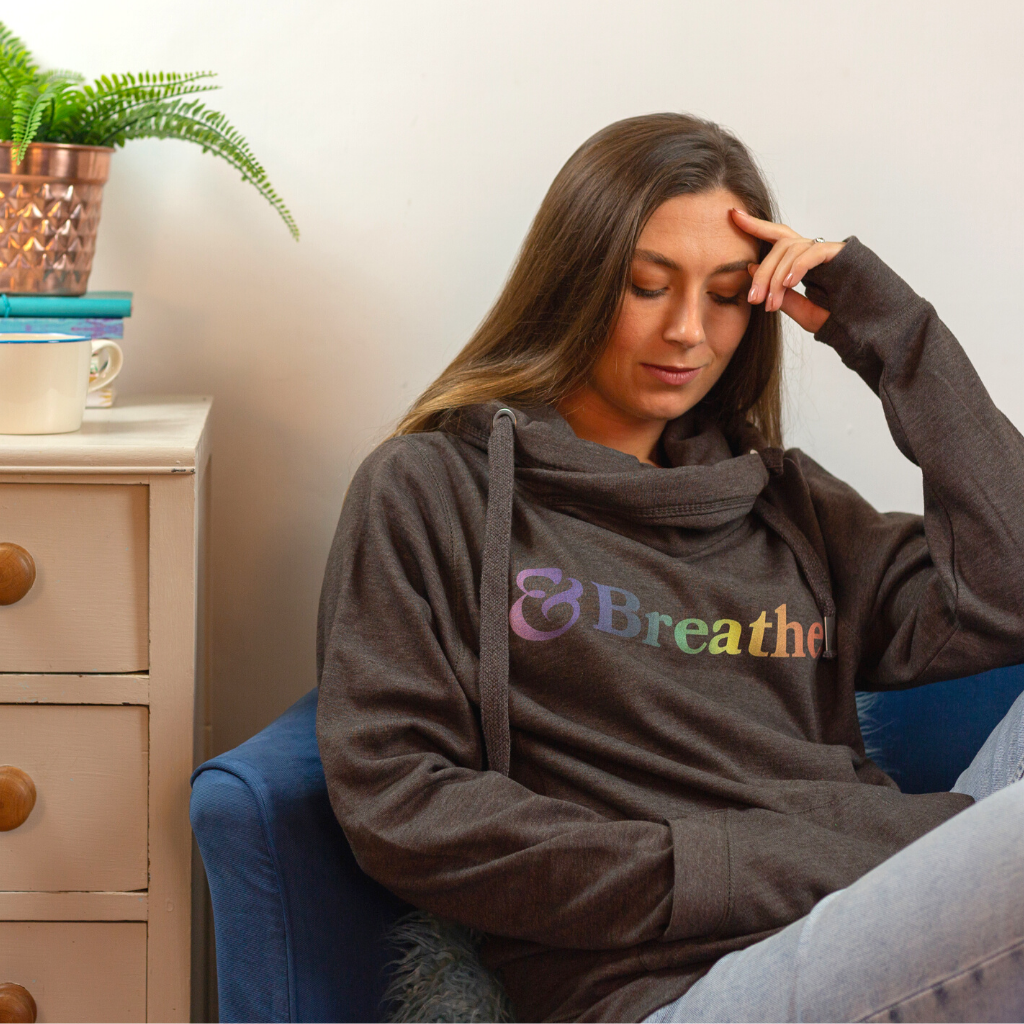 Breathe Cowl Neck Hoodie in Charcoal Grey percyandnell