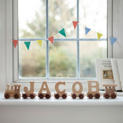 personalised wooden name train 