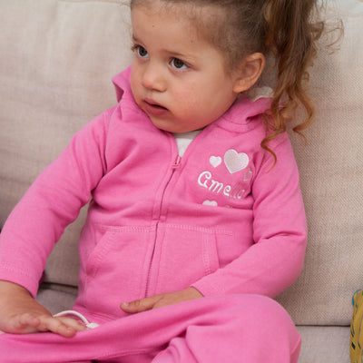 Personalised Pink Baby Tracksuit with Gorgeous Heart Design