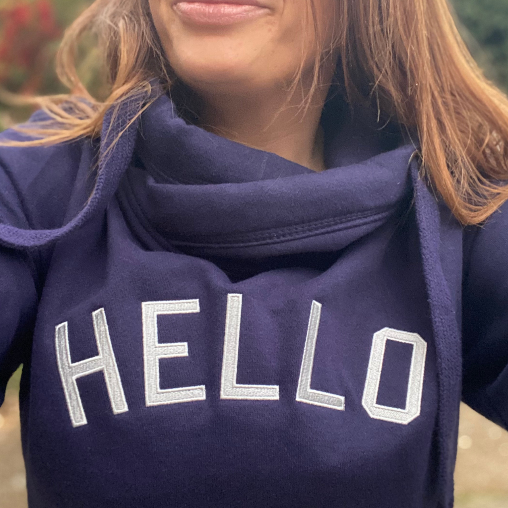 Hello cowl 2025 neck hoodie