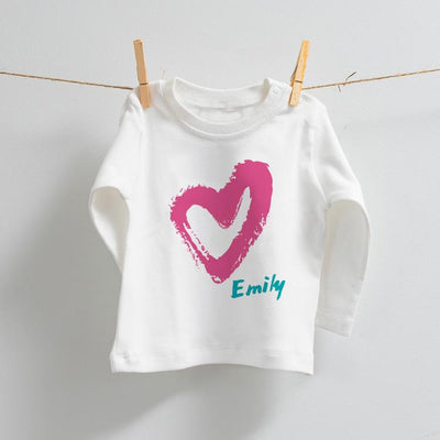 Personalised Heart Design on Long Sleeve T-Shirt