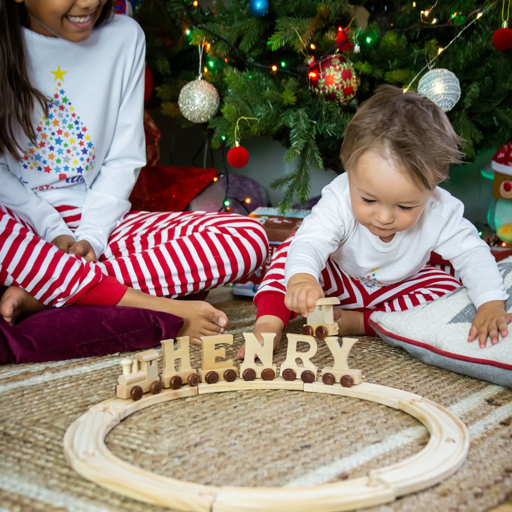 Wooden name train for top baby